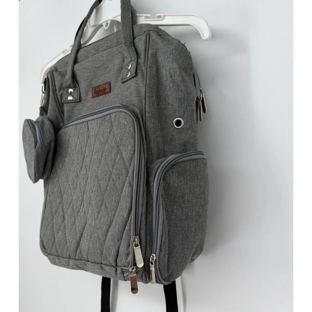Koknit Knitting Backpack Diaper Bag Large Gray Yarn Organizer Craft Project Baby